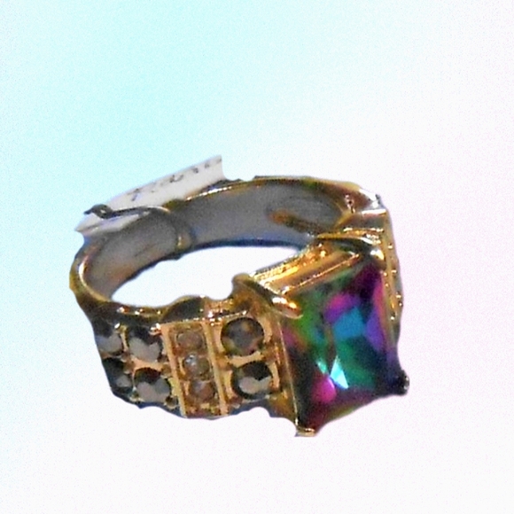 Unisex Rainbow Topaz Ring  NEW - Picture 2 of 10